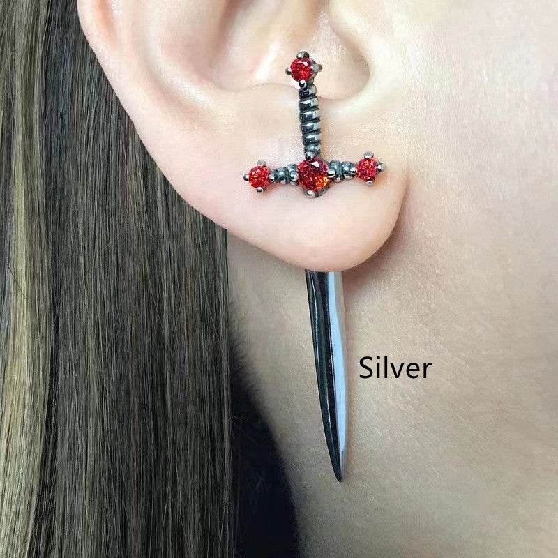 Women's Fashion Vintage Crystal Diamond Gothic Dagger Earrings - Here2Save