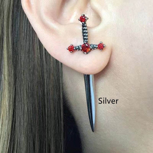 Women's Fashion Vintage Crystal Diamond Gothic Dagger Earrings - Here2Save