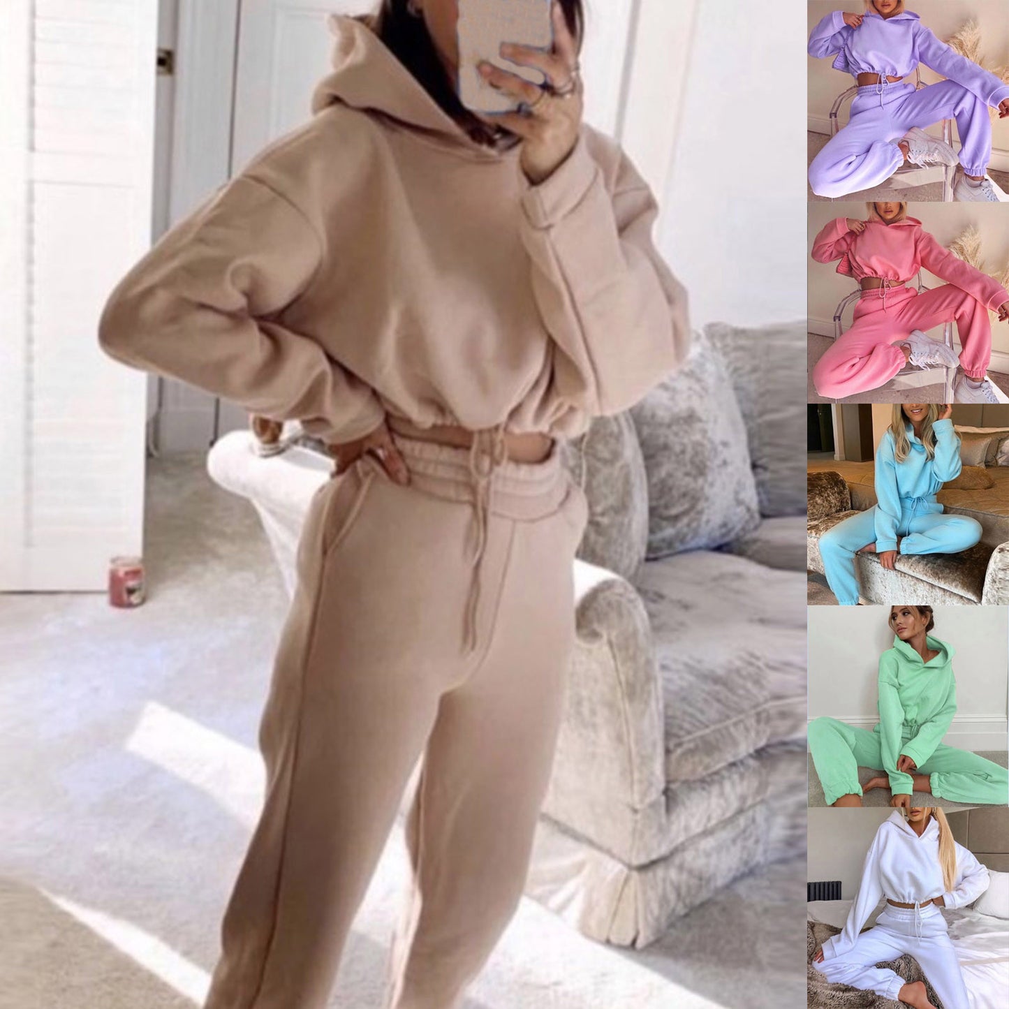 Jogging Suits For Women 2 Piece Sweatsuits Tracksuits Sexy Long Sleeve HoodieCasual Fitness Sportswear - Here2Save