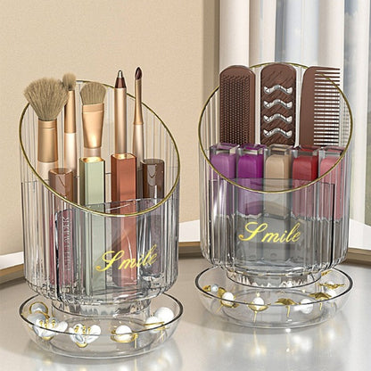 Large Capacity Rotating Cosmetic Brush Storage Container