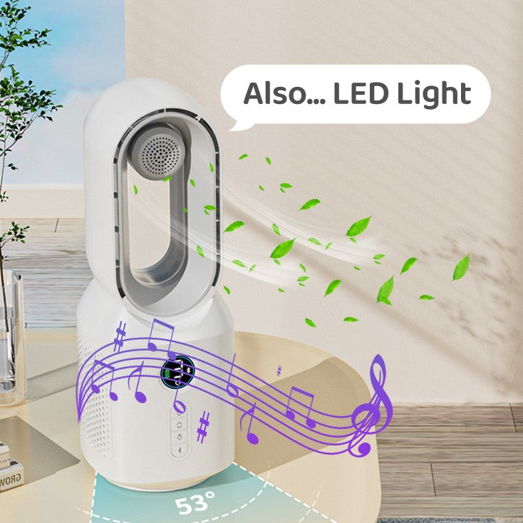 New Multi-functional Bladeless Fan Bluetooth Speaker LED Night Light For Home Room Decoration - Here2Save