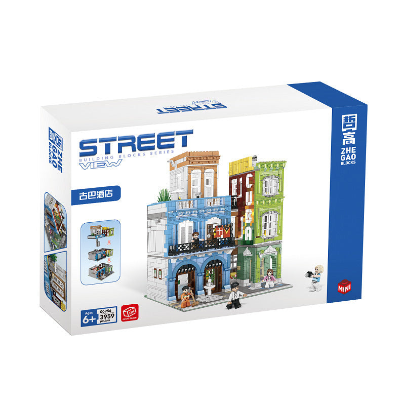 City Street View Cuba Hotel Micro Particle Building Block Combination Toy