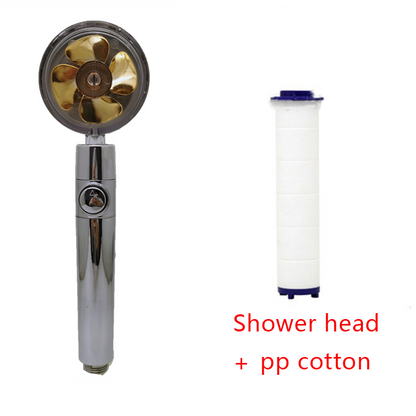 Shower Head Water Saving Flow 360 Degrees Rotating With Small Fan ABS Rain High Pressure Spray Nozzle Bathroom Accessories - Here2Save