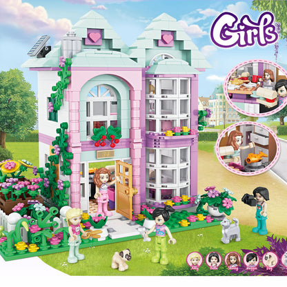 Girl's Series Summer Florist Change Assembly Form Scene Small Particle Building Blocks