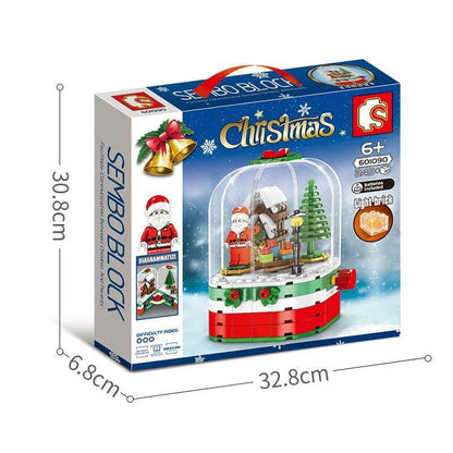 Revolving Christmas house assembled building blocks