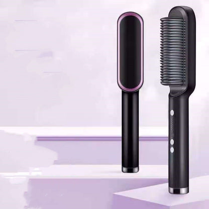 New 2 In 1 Hair Straightener Hot Comb Negative Ion Curling Tong Dual-purpose Electric Hair Brush - Here2Save