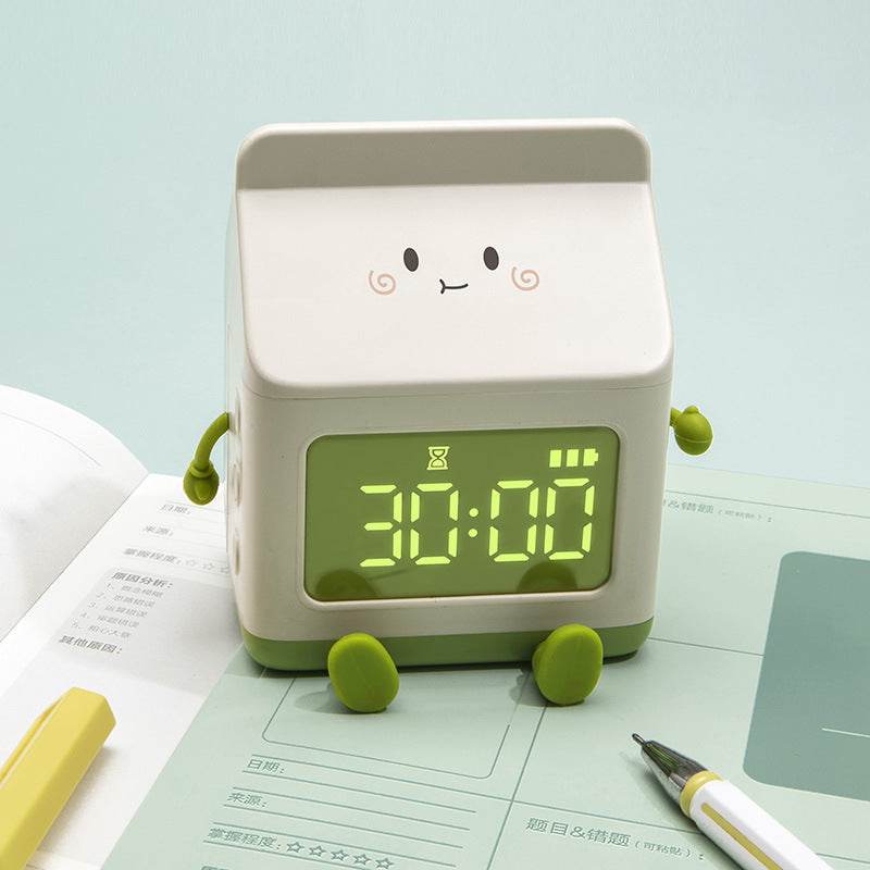 Smart Student Only Charging Cartoon Milk Carton Alarm Clock - Here2Save