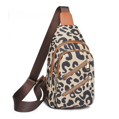 Bolso bandolera con estampado de leopardo y conector para auriculares, mochila cruzada, bolso de hombro para mujer