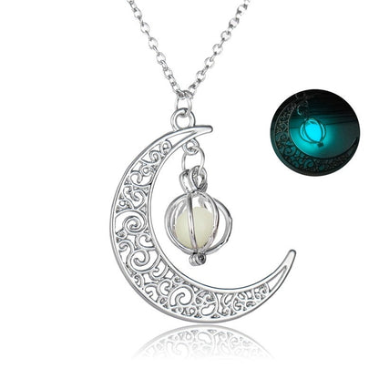 Fashion Moon Natural Glowing Stone Healing Necklace Women Gift Charm Luminous Pendant Necklace Jewelry - Here2Save