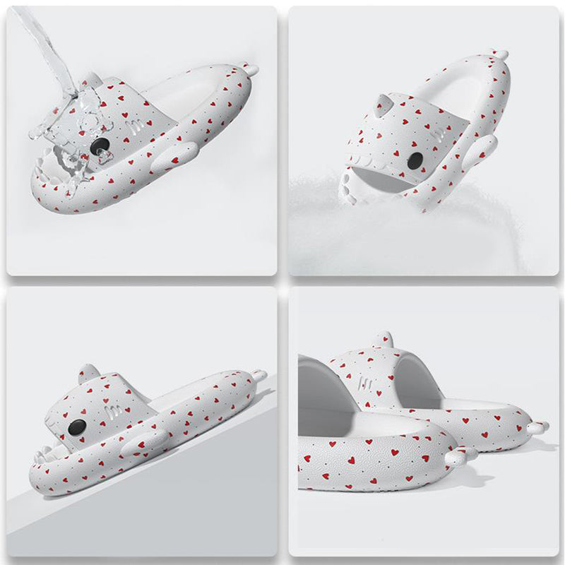 Lovers Shark Pantuflas Zapatos con estampado de corazones Mujer Hombre