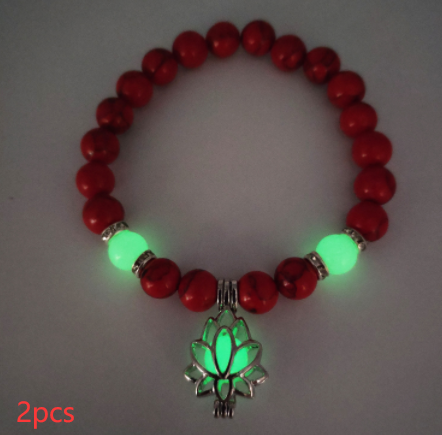 Energy Luminous Lotus Natural Stone Bracelet Yoga Healing Luminous Glow In The Dark Charm Beads Bracelet For Men Women Prayer Buddhism - Here2Save