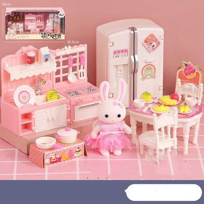 Bunny Bedroom Kitchen Girl Doll Cake Play House Children's Toys