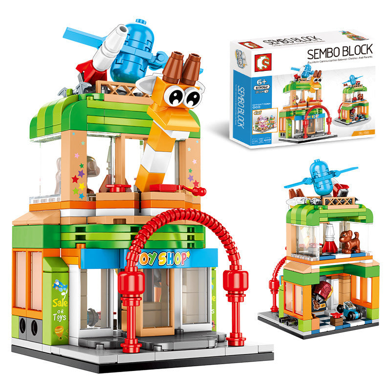 Building block street view toy