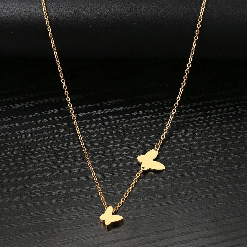 Stainless Steel Butterfly Pendant Sweet Temperamental All-match Niche Design Necklace - Here2Save