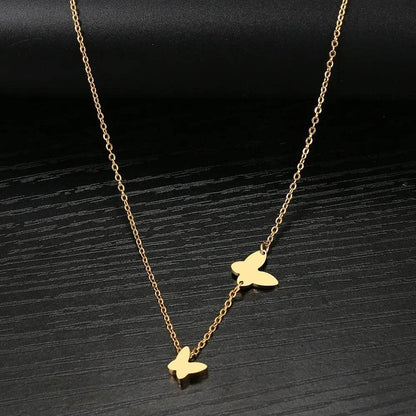 Stainless Steel Butterfly Pendant Sweet Temperamental All-match Niche Design Necklace - Here2Save
