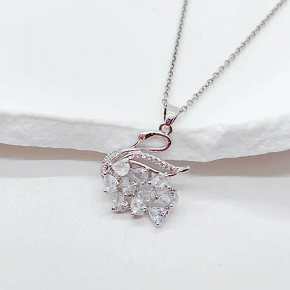Titanium Steel Micro-inlaid Zirconium Shiny Swan Necklace - Here2Save