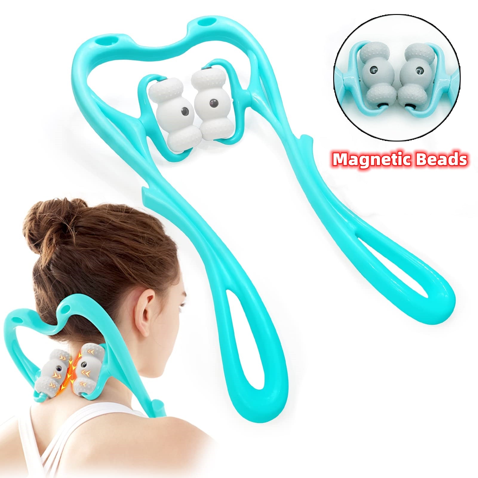 Neck Massager For Pain Relief Deep Tissue 360 Degree Neck Roller With 96 Pressure Point Neckbud Massage Roller For Neck Shoulder Waist Leg Foot Handheld Relaxer Tool - Here2Save