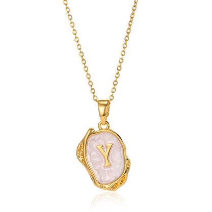 Simple 26 Letters Drop Oil Three-dimensional Necklace - Here2Save