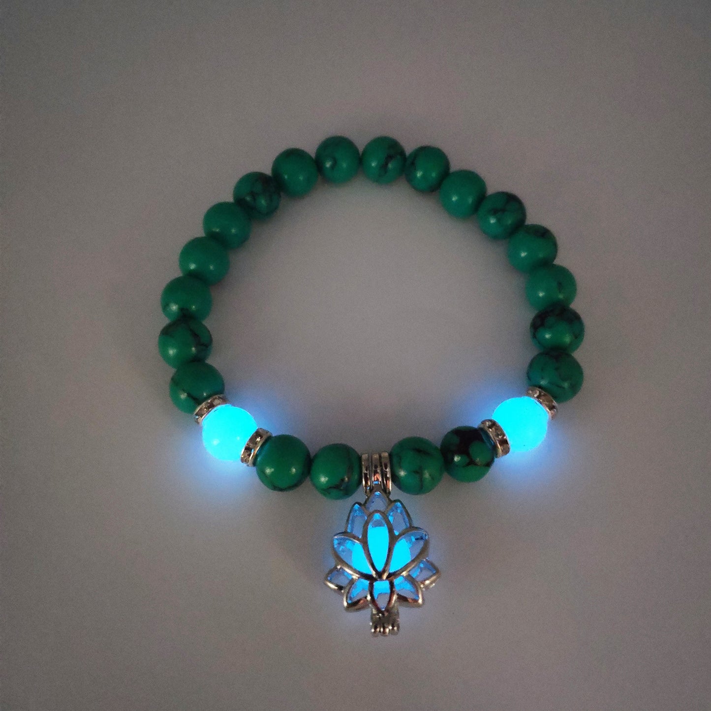 Energy Luminous Lotus Natural Stone Bracelet Yoga Healing Luminous Glow In The Dark Charm Beads Bracelet For Men Women Prayer Buddhism - Here2Save