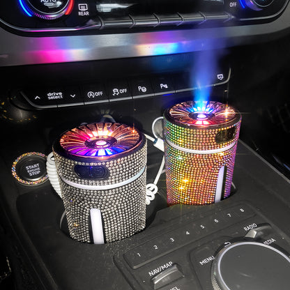 Humidificador de diamante de lujo para coche, difusor de luz LED para coche, purificador de aire automático, difusor de aromaterapia, ambientador, accesorios para coche para mujer