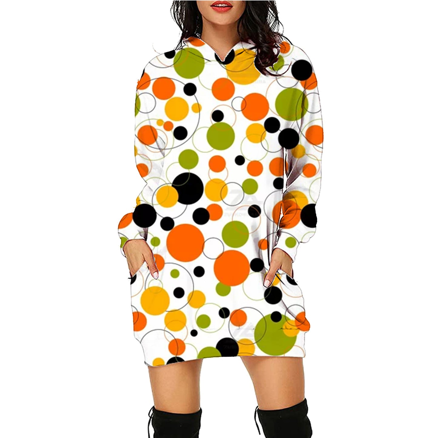 Halloween Print Long Hoodie With Pockets Sweater Long Sleeve Clothes Women - Here2Save