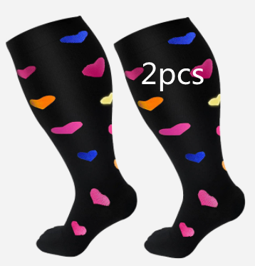 Plus Size Compression Socks Men's And Women's Pressure Socks High Elasticity Fat Socks Sports Fitness Printing Running Socks - Here2Save