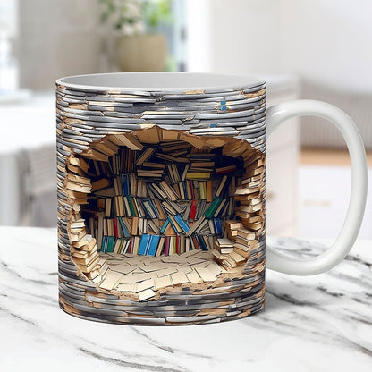 3D Bookshelf Mug Creative Ceramic Water Cup With Handle A Library Shelf Space Book Lovers Coffee Mug Birthday Christmas Gift