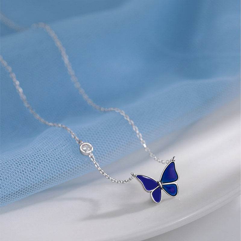 S925 Sliver Color-changed Butterfly Necklace Fashion Novelty Jewelry - Here2Save