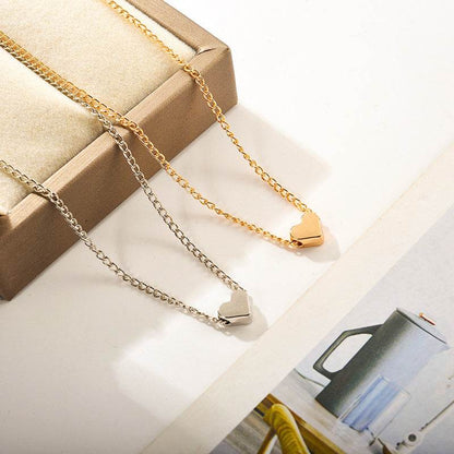 Simple Fashion Gold Color Double-sided Love Pendant Necklaces Clavicle Chains Necklace Women Jewelry Valentines Day Gift - Here2Save