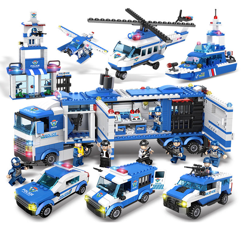 Military aircraft carrier police building blocks children assembled DIY toys