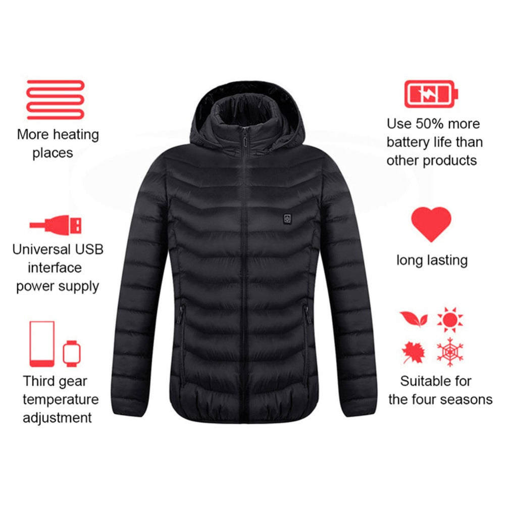 New Heated Jacket Coat USB Electric Jacket Cotton Coat Heater Thermal Clothing Heating Vest Men's Clothes Winter - Here2Save