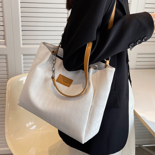 Bolso de hombro con cadena y estampado de rombos, bolsos de compras para mujer