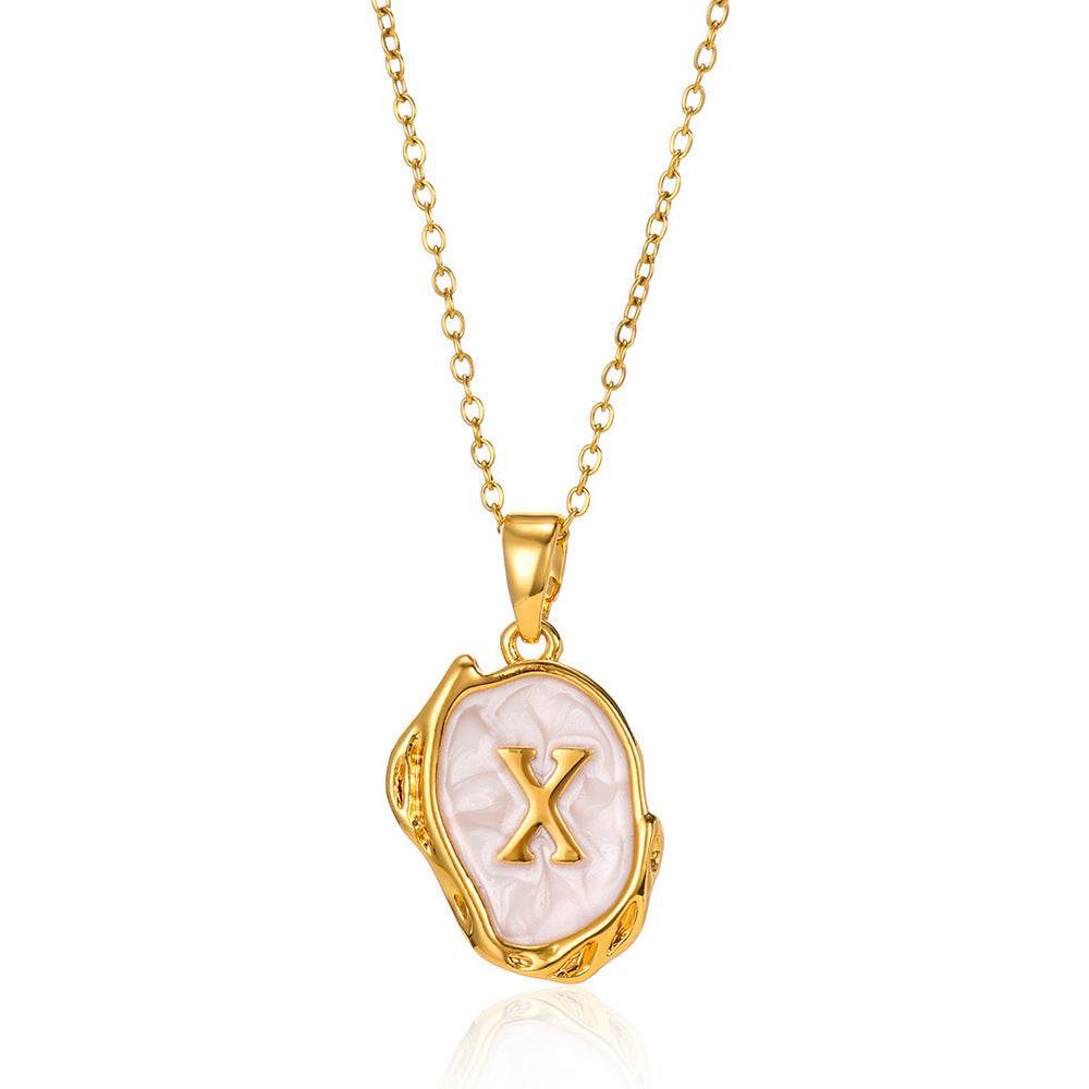 Simple 26 Letters Drop Oil Three-dimensional Necklace - Here2Save
