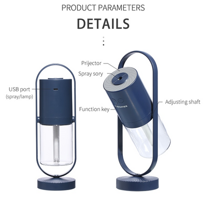 Humidificador de aire USB Magic Shadow para el hogar con proyección de luces nocturnas, generador de niebla ultrasónico para coche, Mini purificador de aire para oficina