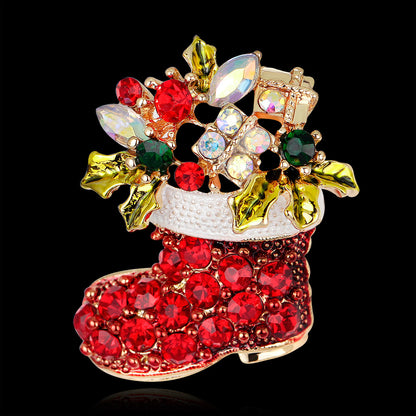 Broche de aleación de botas navideñas de nueva moda