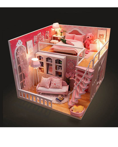 Stable Happiness Hut Hand-assembled Doll House Mini Scene Wooden House - Here2Save