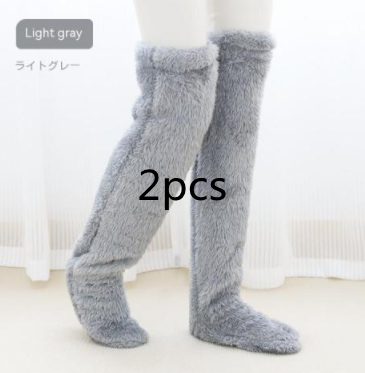 Over Knee High Fuzzy Long Socks Winter Warm Cold Leg Knee Joint Cold-proof Stockings Home Floor Sleeping Socks