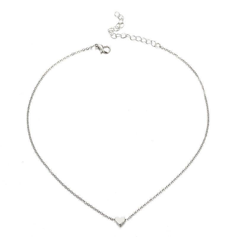 Simple Fashion Gold Color Double-sided Love Pendant Necklaces Clavicle Chains Necklace Women Jewelry Valentines Day Gift - Here2Save