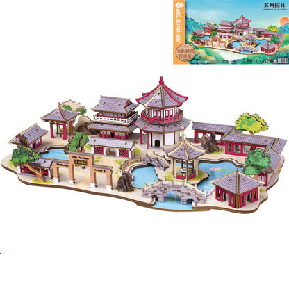 DIY3D Wooden Stereoscopic Puzzle Of Suzhou Garden Building Model