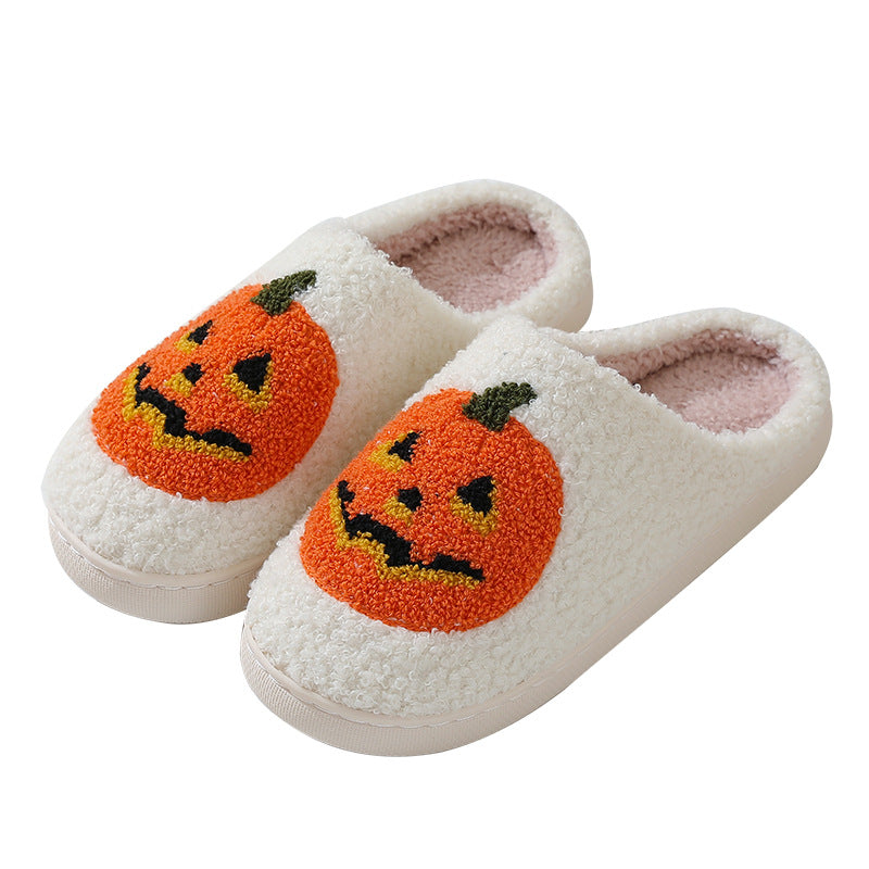 Halloween Pumpkin Cartoon Slippers Warm Winter Slippers Men And Women Couples Indoor House Shoes - Here2Save