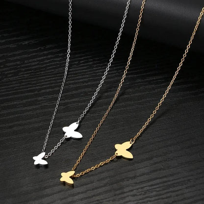 Stainless Steel Butterfly Pendant Sweet Temperamental All-match Niche Design Necklace - Here2Save
