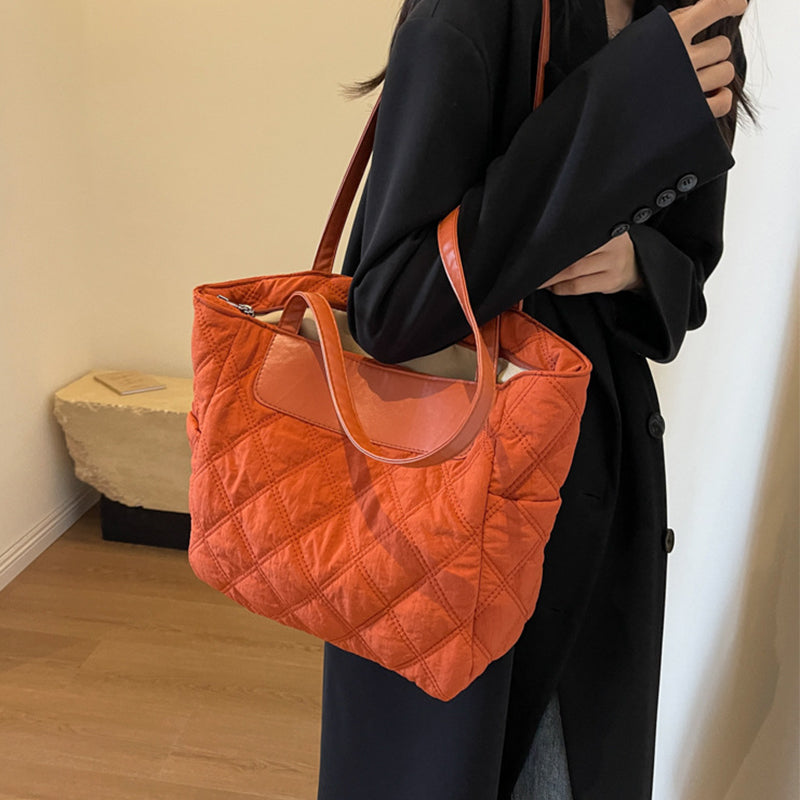 Bolso de hombro de costura con rombos para mujer, bolso de lujo para otoño e invierno, bolsos personalizados informales de alta capacidad para ir al trabajo