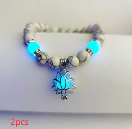 Energy Luminous Lotus Natural Stone Bracelet Yoga Healing Luminous Glow In The Dark Charm Beads Bracelet For Men Women Prayer Buddhism - Here2Save