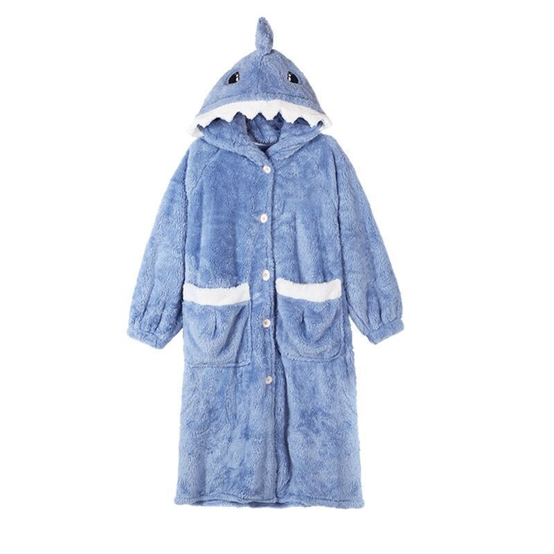 Autumn And Winter Coral Fleece Nightdress Female Cute Cartoon Dinosaur Nightgown Female