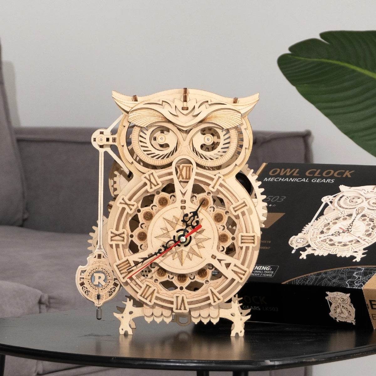 Robotime Rokr Creative DIY Toys 3D Owl Wooden Clock Building Block Kits For Children Christmas Gifts Home Decoration LK503 - Here2Save