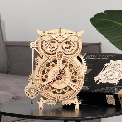 Robotime Rokr Creative DIY Toys 3D Owl Wooden Clock Building Block Kits For Children Christmas Gifts Home Decoration LK503 - Here2Save