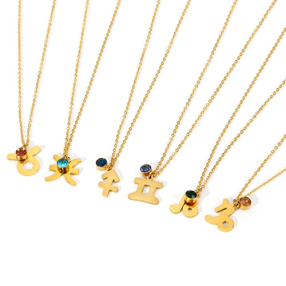 Necklace Stainless Steel Zircon Ornament - Here2Save