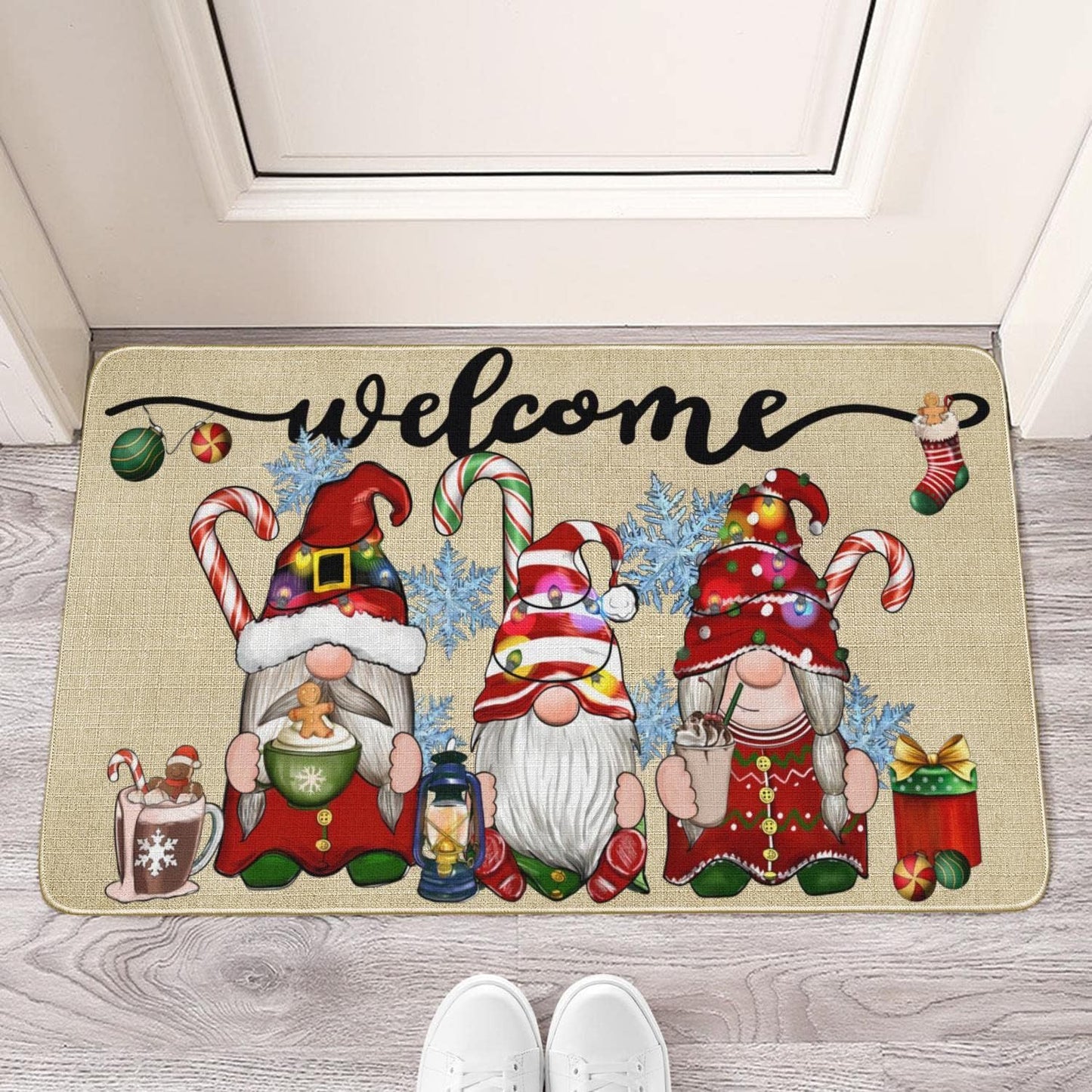 Country Striped Christmas Decorative Floor Mat