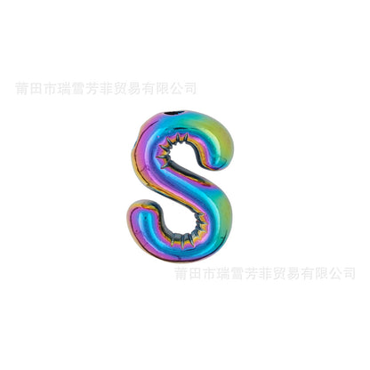 Colorful Balloon Letter Rainbow Couple Necklace Copper Pendant Accessories