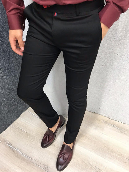 Pantalones formales tapered informales de color sólido para hombre